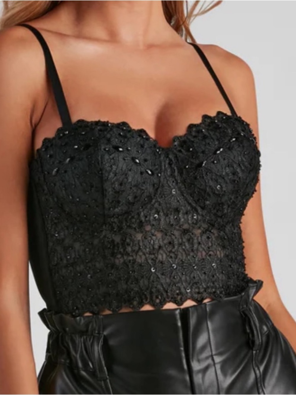 Windsor Brand Junior's Size Medium Spark Black Reigning Lace Corset Bustier Top
